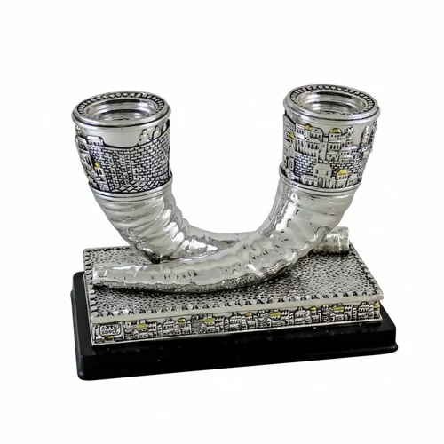 פמוטי שופר מהודרים מפוליריזין מוכסף עיטור "ירוש — תמונה 1