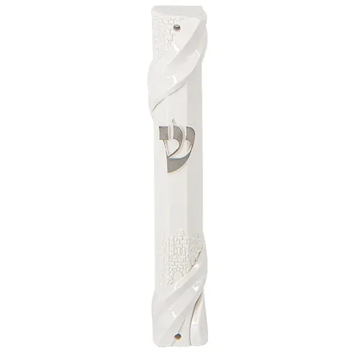 מזוזה לבנה מפלסטיק 12 ס"מ עם פקק גומי