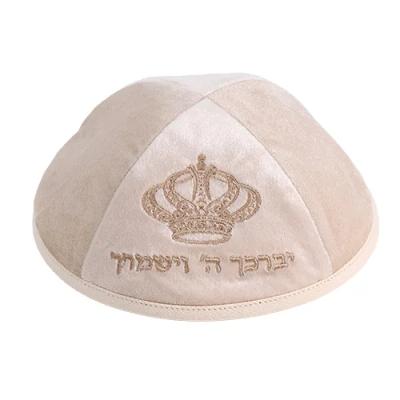 כיפה קטיפה עם ריקמה יברכך גודל 4 - אופוויט
