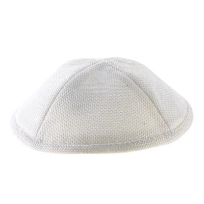 כיפה פשתן לבן 18 ס"מ עם מקום לסיכה