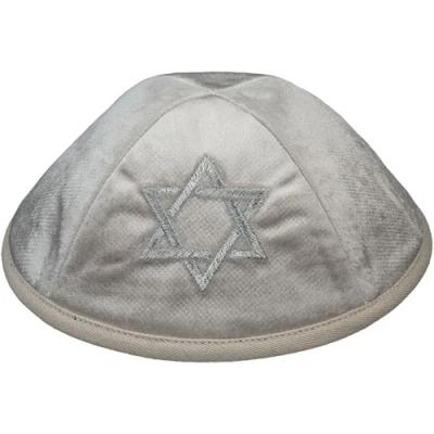 כיפה קטיפה "ארט-מן" עם ריקמה מגן דוד גודל 4 - פנינה