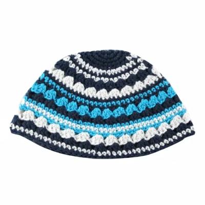כיפה פריק 21 ס"מ פסים בגוון כחול כהה לבן ותכלת