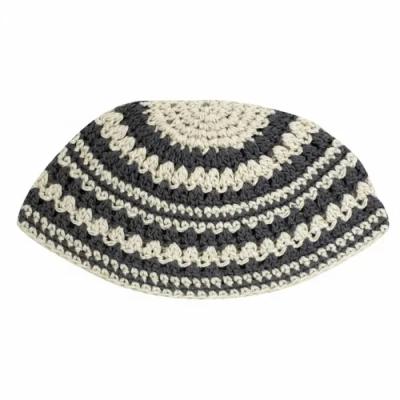 כיפה פריק 21 ס"מ סריגה עבה גווני אפור ובז