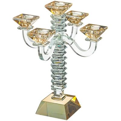 פמוטי קריסטל חמשייה מהודרים 34 ס"מ