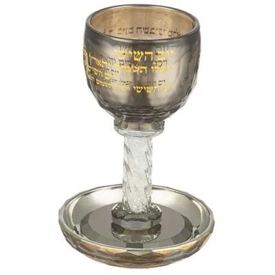 גביע קריסטל מהודר "ברכה" שחור עם זהב 16 ס"מ תכולה 100 מ"ל
