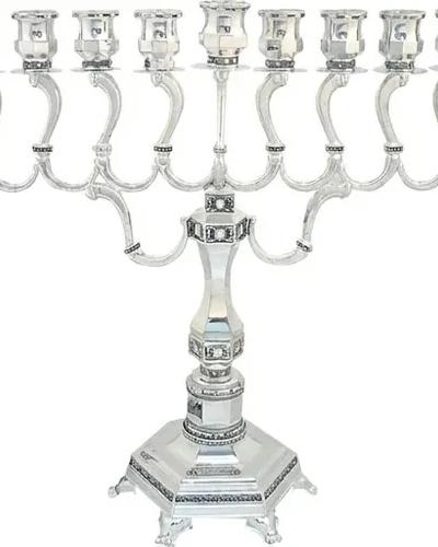 חנוכייה מהודרת "יהלום" צפוי כסף 36X35 ס"מ