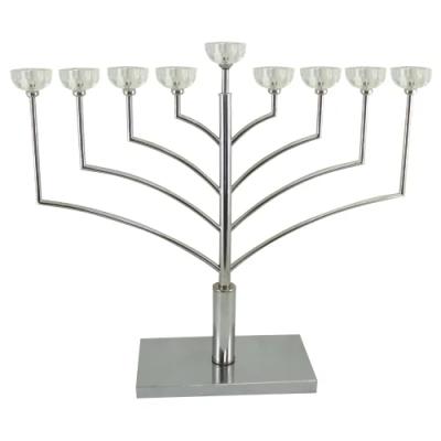 חנוכייה מתכת חבד עם קריסטל 55 ס"מ