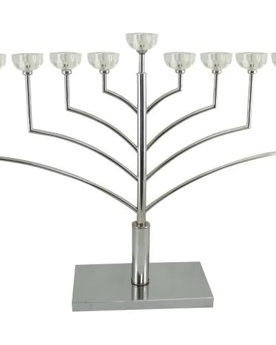 חנוכייה מתכת חבד עם קריסטל 55 ס"מ
