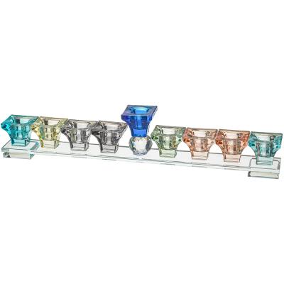 חנוכייה קריסטל מהודרת - צבעוני 37x6 ס"מ
