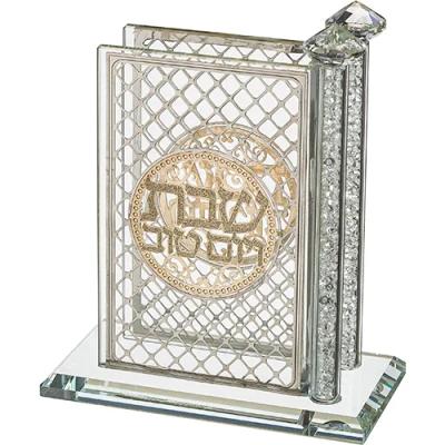 מעמד לגפרורים קריסטל עם פלקטות "עיטורים" 12X12 ס"מ