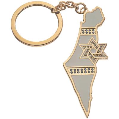 מחזיק מפתחות זהב בצורת מפת ישראל 5 ס"מ