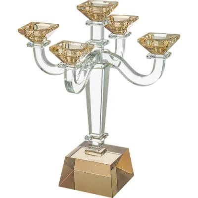 פמוטי קריסטל חמשייה מהודרים 34 ס"מ