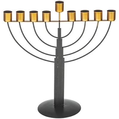 פריץ חנוכיית חוטים חצי עגול לשמן - שחור 30 ס"מ