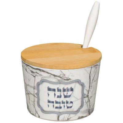 כלי לדבש "במבוק טבעי" "שנה טובה" 6.5 ס"מ