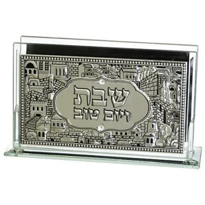מחזיק גפרורים זכוכית עם פלקטה "הדלקת נרות" עיטו