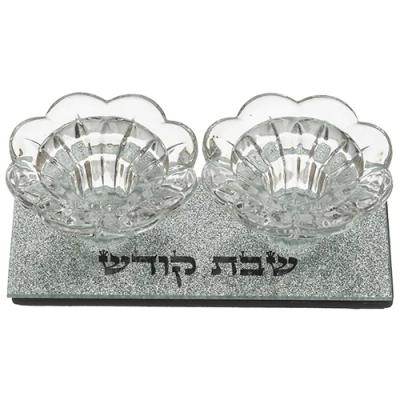 פמוטי זכוכית עם נצנצים 4X14X6 ס"מ