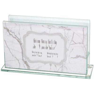 מחזיק גפרורים זכוכית עם הדפסה דגם שיש 6.5X4 ס"מ