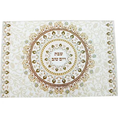 מגש חלה זכוכית עבה בלתי שבירה - גוון חום 25X37