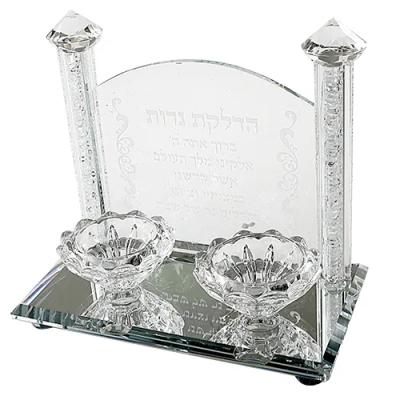 פמוטי קריסטל מהודרים עם הדלקת נרות 17x18 ס"מ