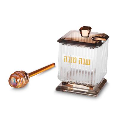 כלי מהודר לדבש מקריסטל 10x6.5 ס"מ - רוז גולד
