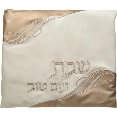 כיסוי פלטה מהודר דמוי עור לבן ברונזה עם רקמה 80X70 ס"מ