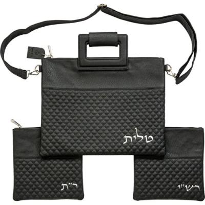 תיק טלית תפילין רש"י פיו שחור משבצות