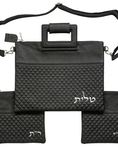 תיק טלית תפילין רש"י פיו שחור משבצות