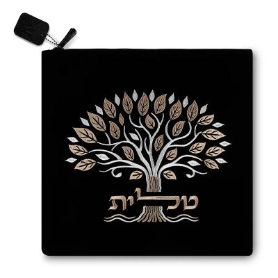 תיק טלית קטיפה שחור עם ריקמה 31.7X29.2 ס"מ