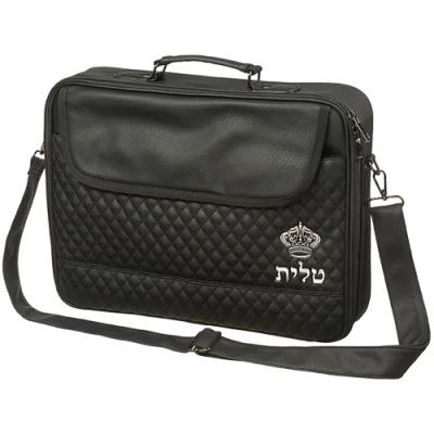 תיק טלית גדול גוון שחור פיו מפואר אותיות בולטות "כתר