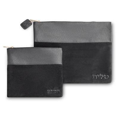 סט טלית תפילין מהודר דמוי עור שחור 36X30 ס"מ
