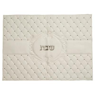 כיסוי חלה מהודר דמוי עור לבן "מעויינים" 42x52ס"מ