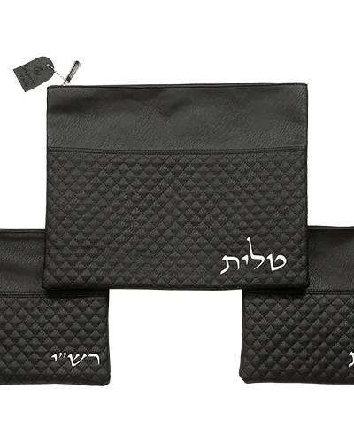 סט טלית תפילין רש"י ר"ת דמוי עור 34X40 ס"מ