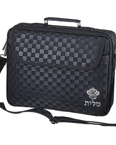 תיק טלית גדול גוון שחור פיו מפואר אותיות בולטות "כתר" 43X36 ס"מ