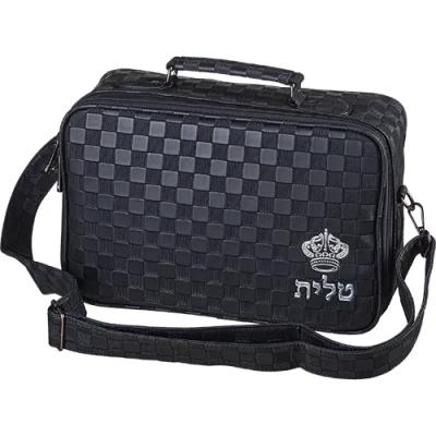 תיק טלית קטן גוון שחור פיו מפואר אותיות בולטות "כתר" 23X36 ס"מ