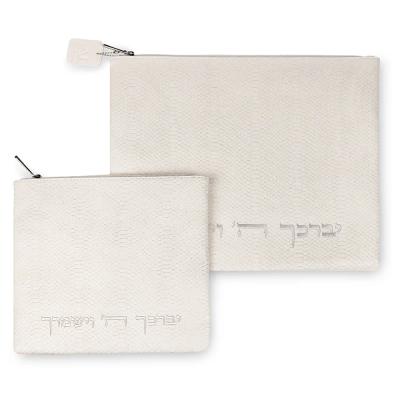 סט טלית תפילין דמוי עור שחור ריקמה יברכך 39X31 ס"מ