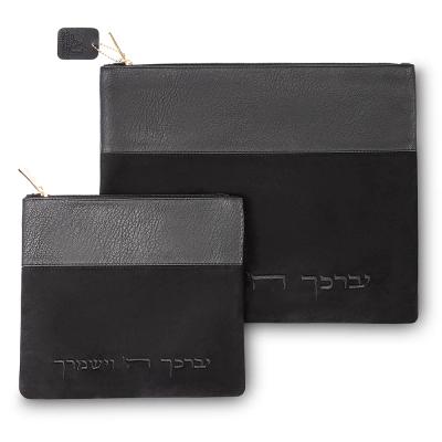 סט טלית תפילין מהודר דמוי עור שחור 36X30 ס"מ