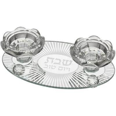 פמוטי זכוכית מהודר 17X10 ס"מ
