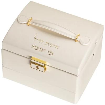 קופסא מהודרת לתכשיטים 3 קומות עם הדפסה זהב 12X14X18 ס"מ