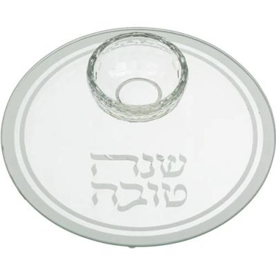 צלחת זכוכית לדבש עם הדפסה 19 ס"מ