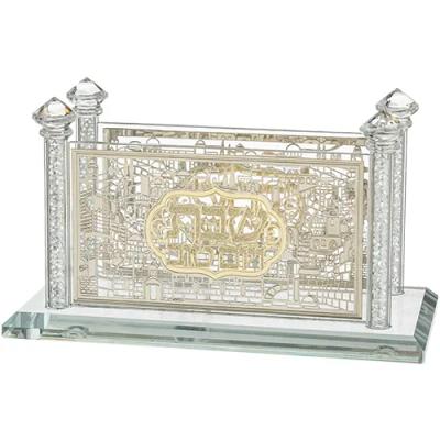 מפיון קריסטל מהודר עם פלקטה "ירושלים" 8X17 ס"מ