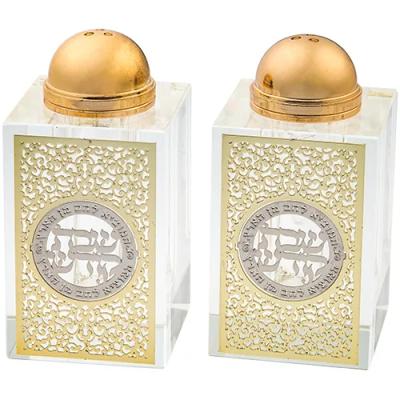 זוג מלחיות קריסטל עם פלקטה "פיליגרין" 8x4 ס"מ