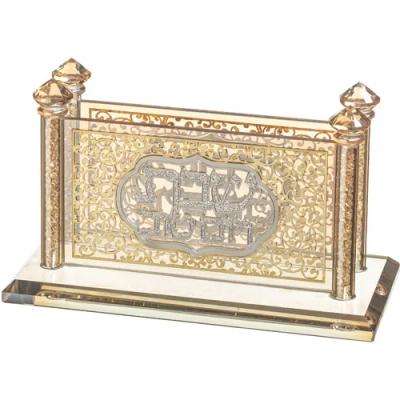 מחזיק גפרורים קריסטל עם פלקטה "עיטור" 16x8 ס"מ