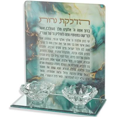 פמוטי זכוכית שיש "הדלקת נרות" 18.5X16.5 ס"מ