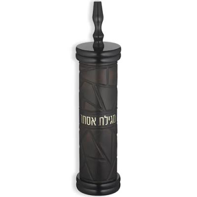 בית מגילה ספרדי עץ + קוטר 9 ס"מ אקריליק עם פלקטה עבור קלף 31 ס"מ
