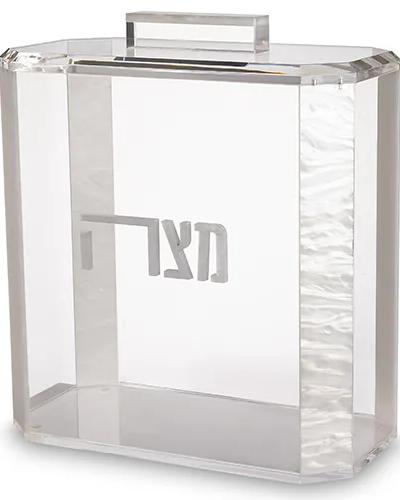 כלי למצה מהודר מאקריליק כיתוב לבן מט 22x26 ס"מ