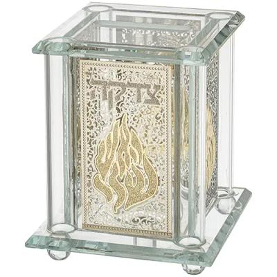 קופת צדקה קריסטל עם פלקטה האש שלי 15 ס"מ