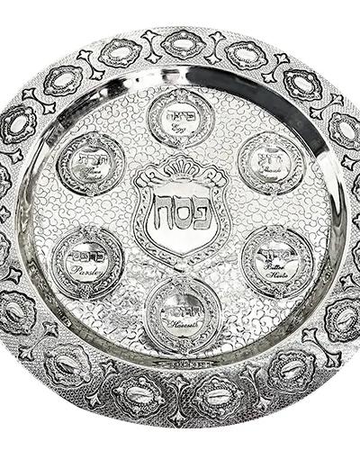 צלחת פסח עגולה עם גבעולים 40 ס"מ - עיצוב מלכותי
