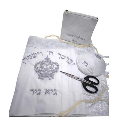 סט חלאקה קלאסי דגם כתר רקמה כסופה חריטה על המספריים ונרתיק לתלתל