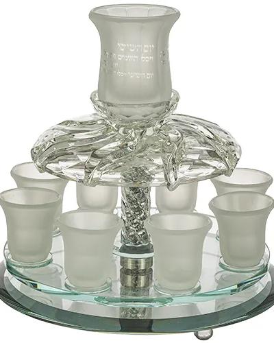 מזרקת יין קריסטל 33*25 ס"מ עם 8 כוסות קטנות