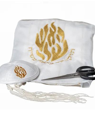 סט חלאקה קלאסי דגם האש שלי רקמה בזהב